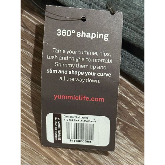 Yummie Tummie gray black cotton wow leggings shape wear 2pk L - Picture 6 of 10